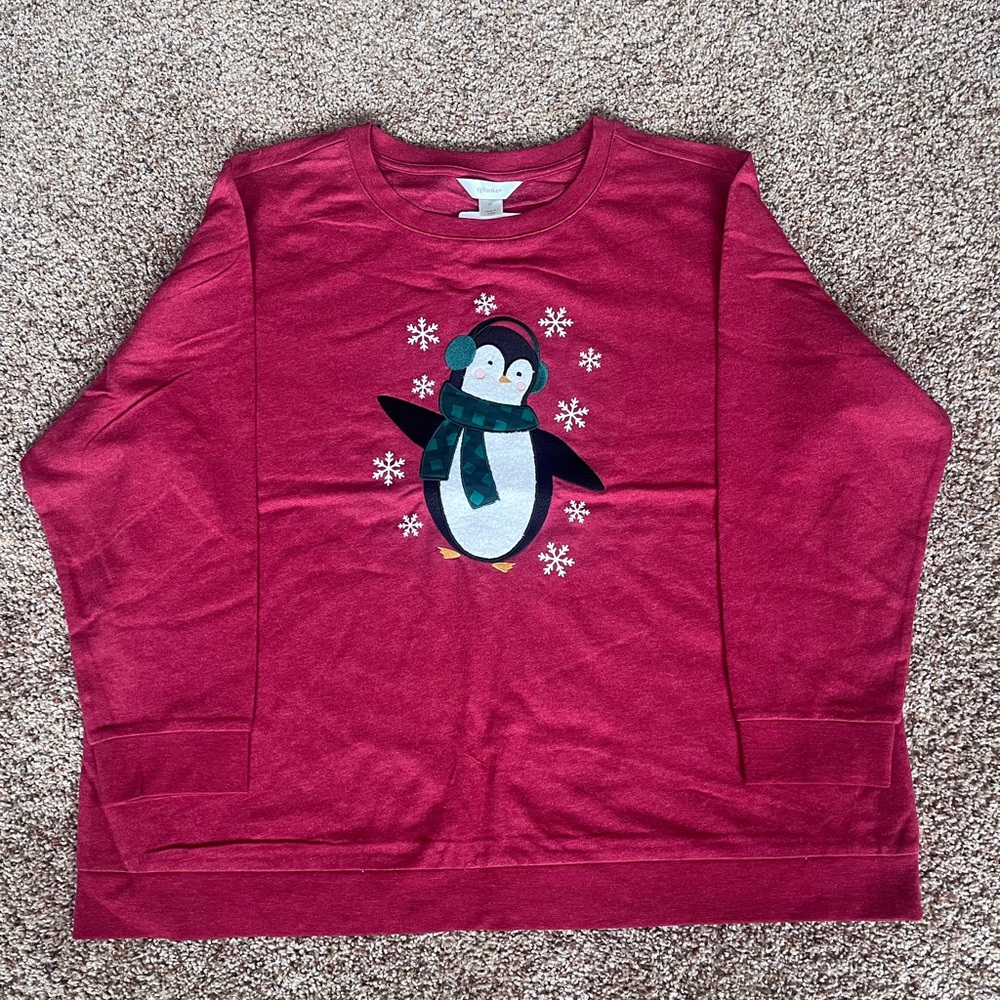 Christopher & Banks Red Snowflake‎ Graphic Top